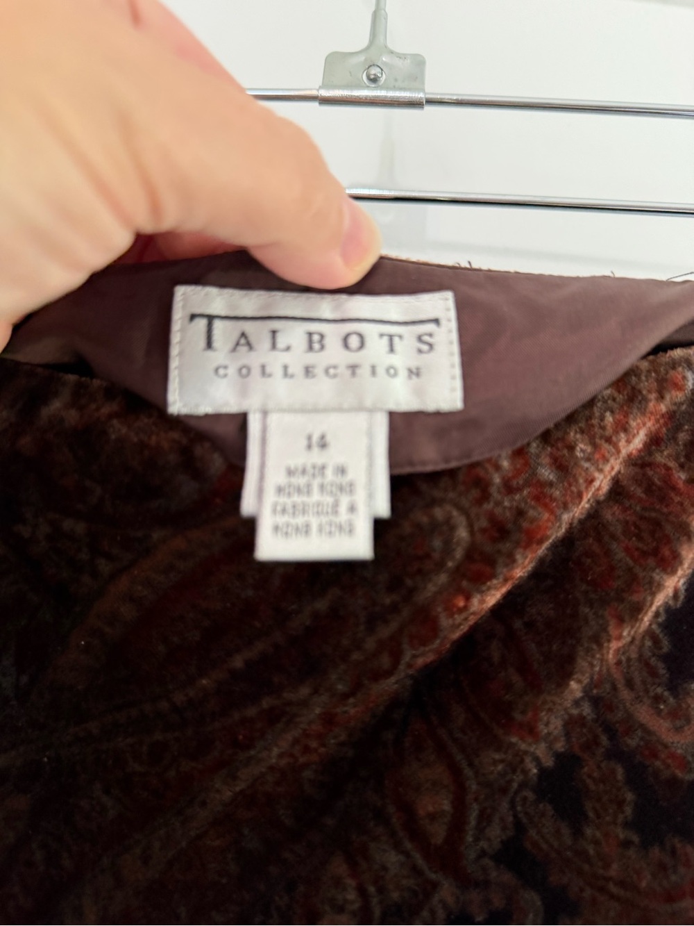 Talbots Collection Silk Blend Burnout Velvet Paisley A-Line Midi Skirt 14 - Picture 6 of 9